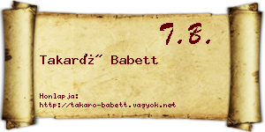 Takaró Babett névjegykártya